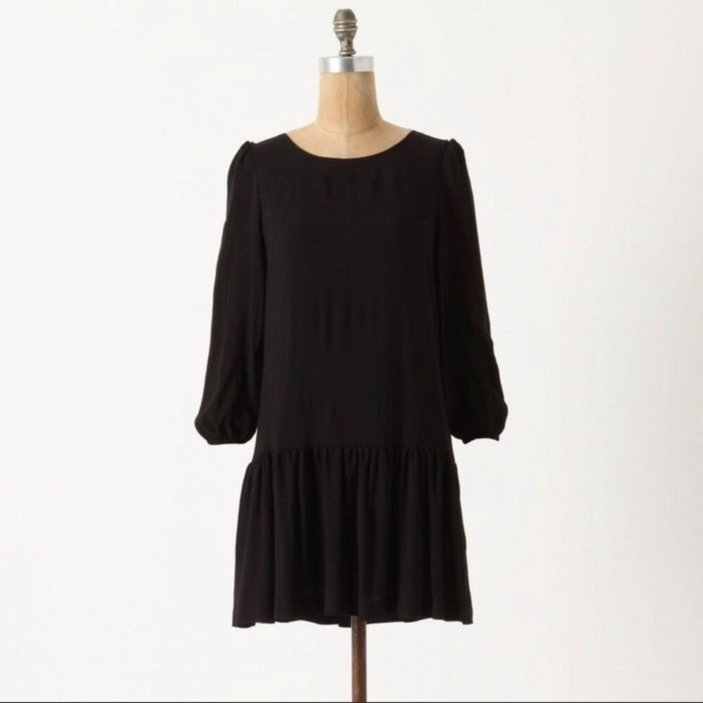 Anthropologie Black Drop-Waist Dress